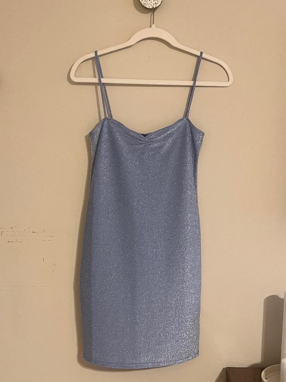 New Reformation Shimmer Slip Mini Dress in Periwinkle Blue